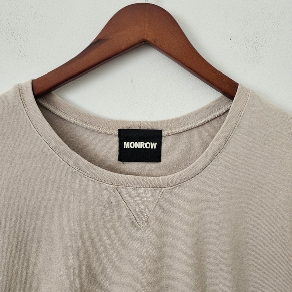 Monrow Women's French Plaid Double Layer Sweatshirt in Fawn Size Medium - Picture 5 of 12